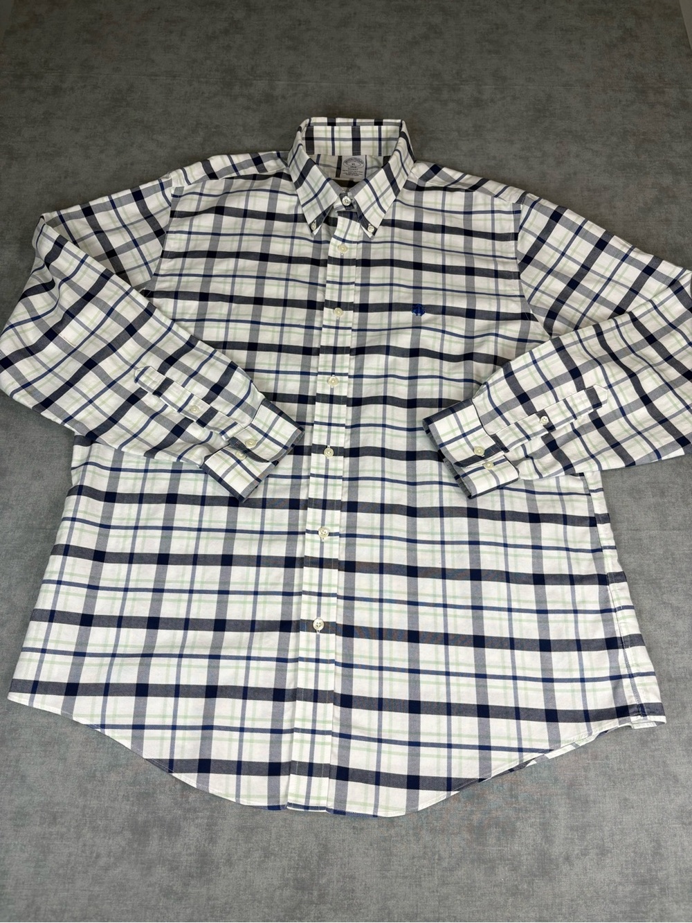 Brooks Brothers Regent XL Button Shirt Plaid Supima Cotton Non Iron Mens